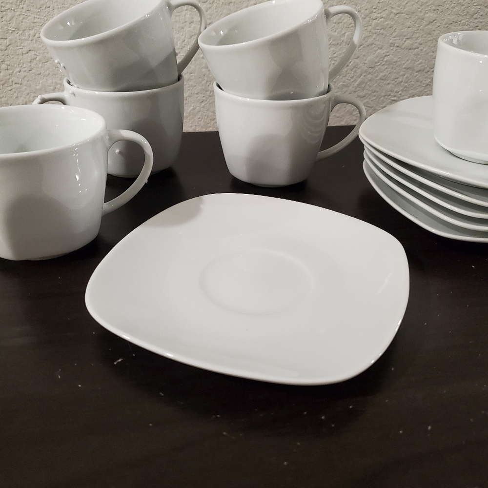 New Malcasa 6pc Porcelain Cup & Saucer Set - Picture 2 of 3